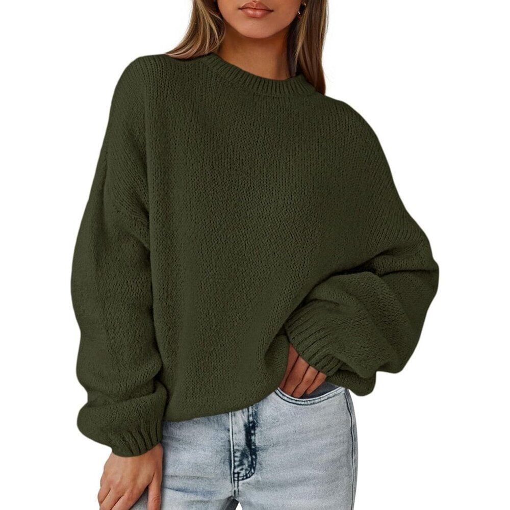 Women's Oversized Knit Sweater Long Sleeve Casual Fall Winter Top Dressy
